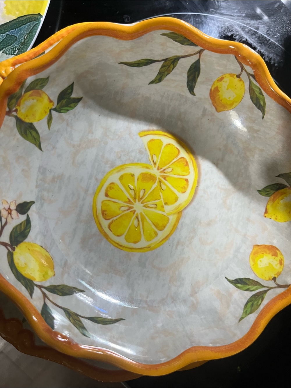 Lemon Ceramic Serving Bowl & Plate Set in Yellow
